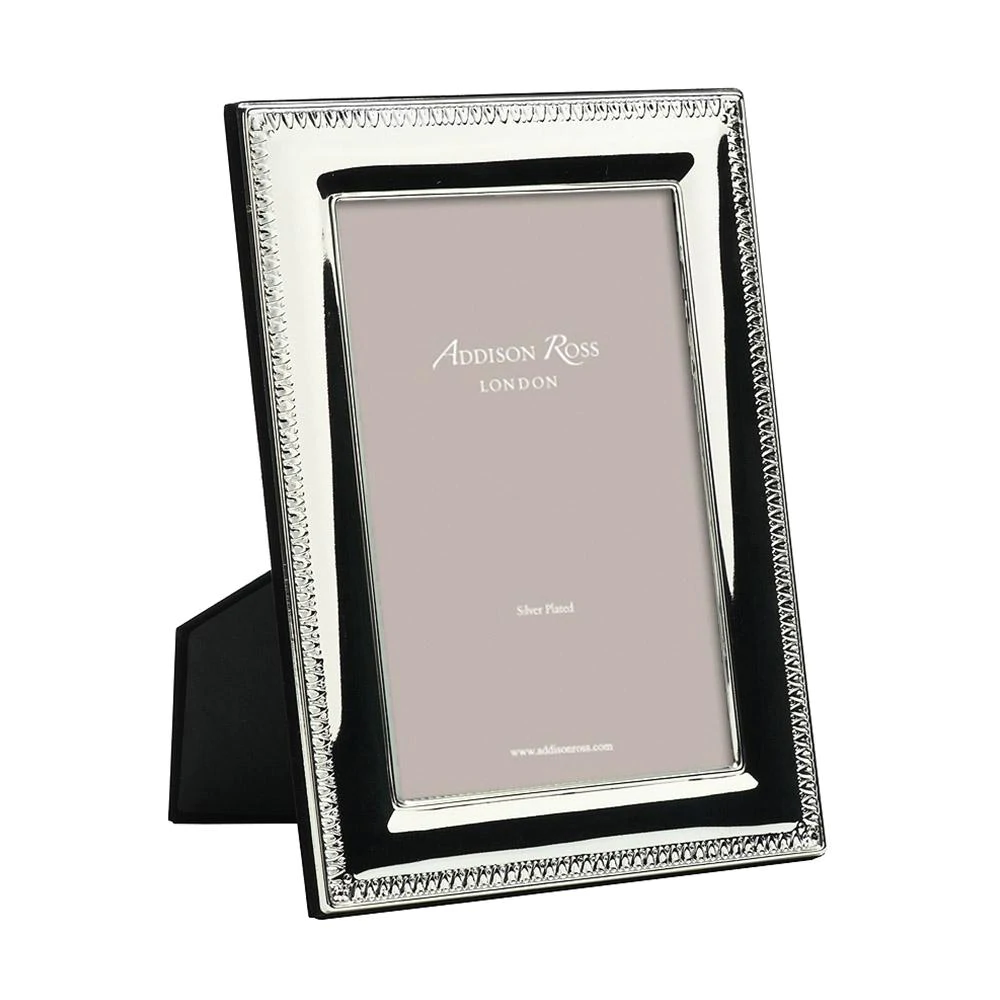 4x6 White Enamel Silver Plated Picture Frame