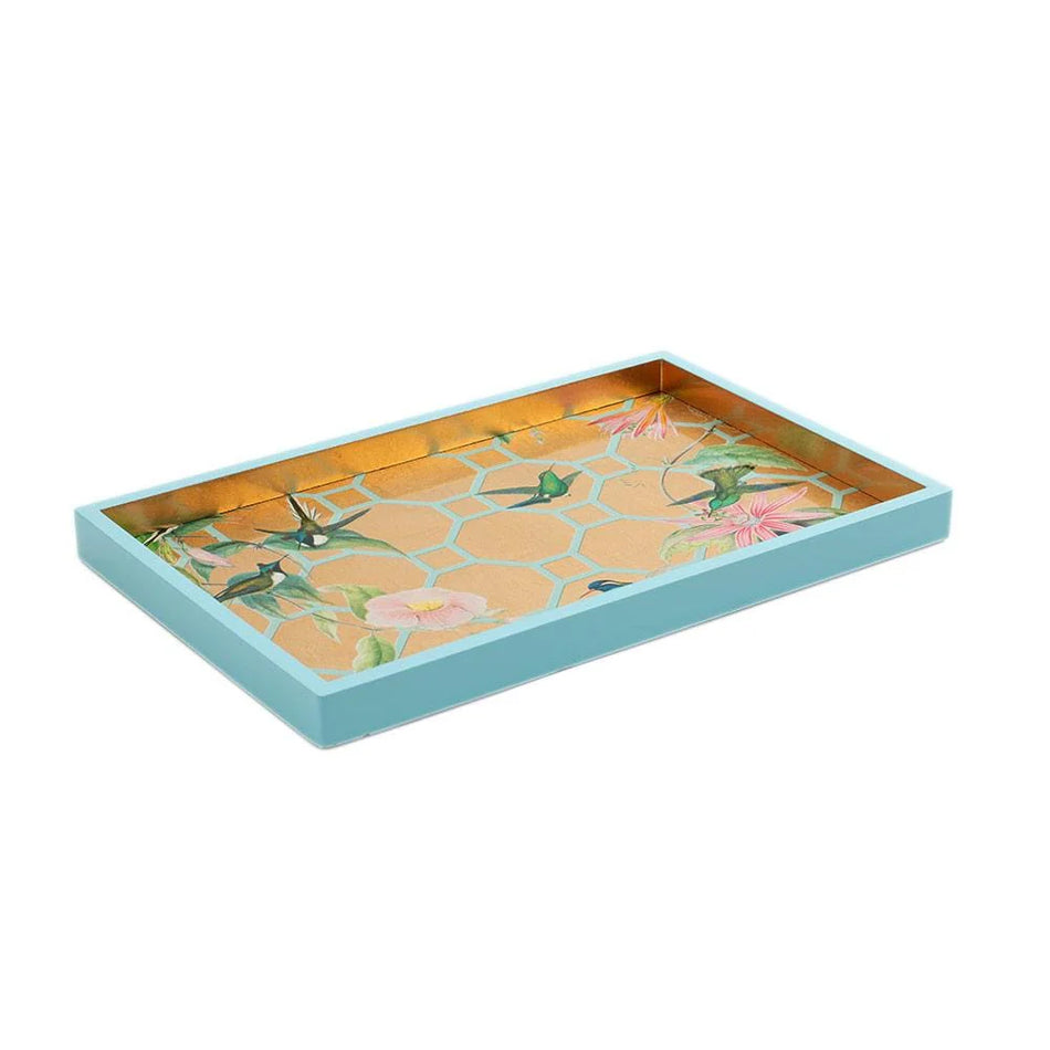 Caspari Hummingbird Trellis Lacquer Vanity Tray