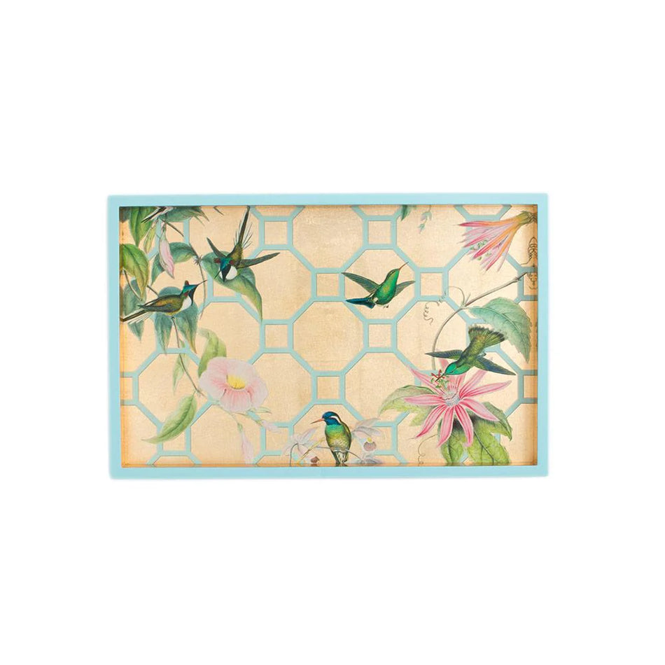 Caspari Hummingbird Trellis Lacquer Vanity Tray