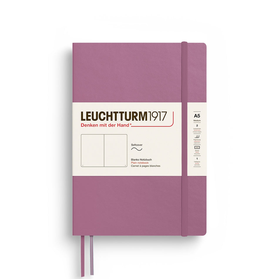 LEUCHTTURM1917 Notebook Softcover Medium (A5), 123 p, Plain - Dusty Rose