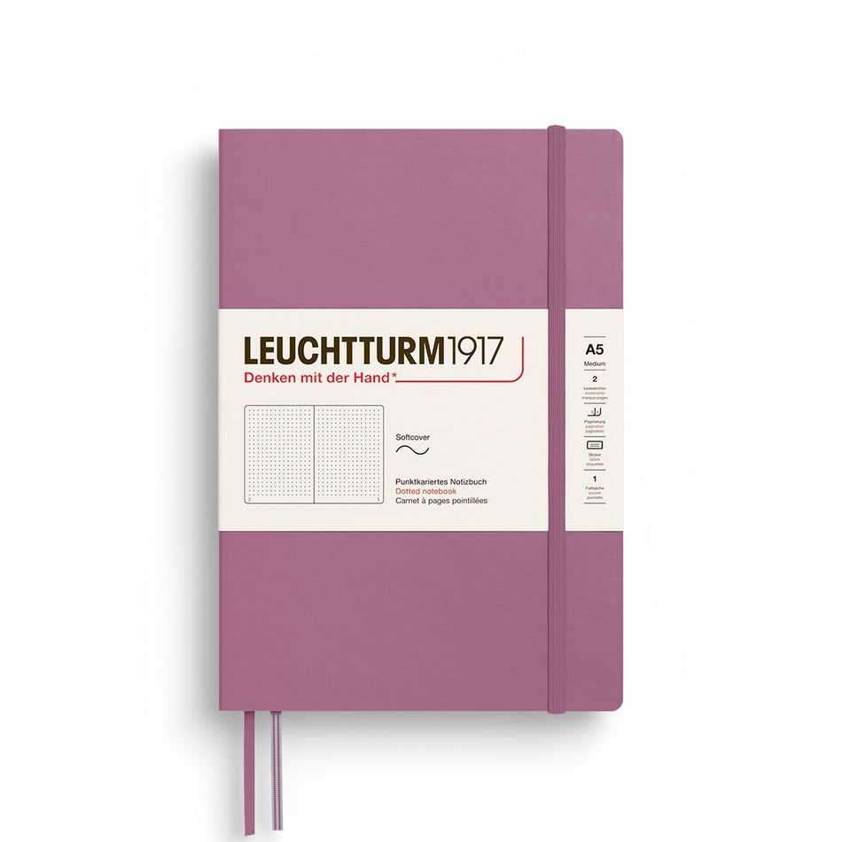 LEUCHTTURM1917 Notebook Softcover Medium (A5), 123 p, Dotted - Dusty Rose