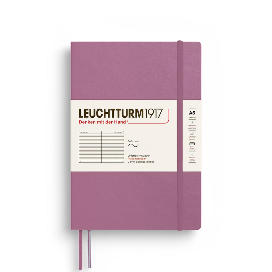 LEUCHTTURM1917 Notebook Softcover Medium (A5), 123 p, Ruled - Dusty Rose