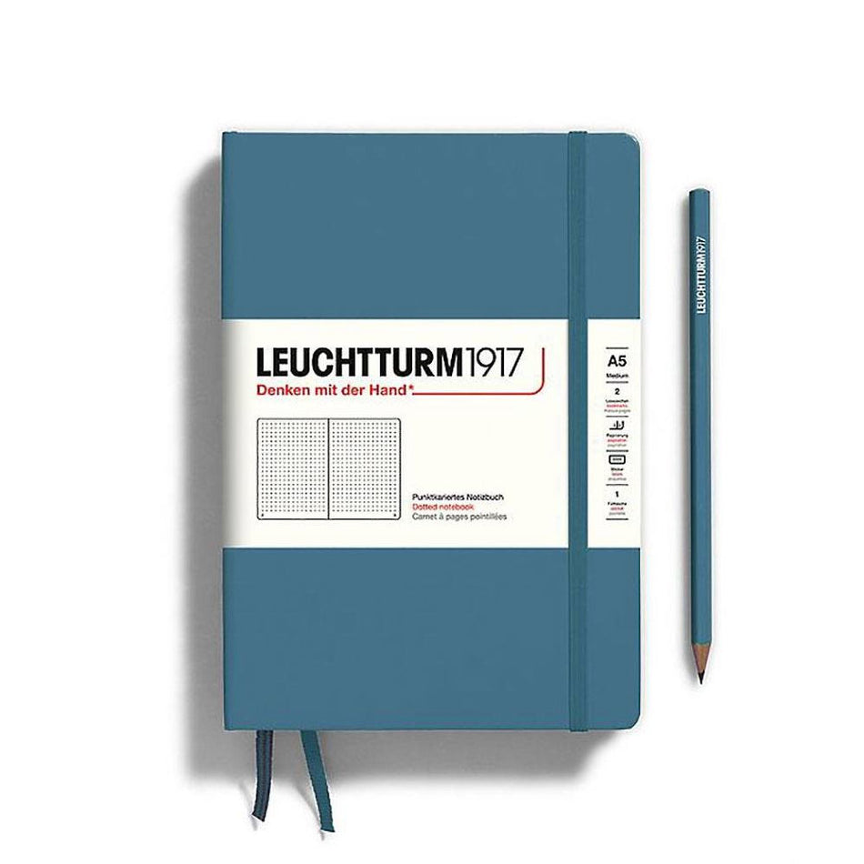 LEUCHTTURM1917 Notebook Hardcover Medium (A5), 251 pages, Dotted - Stone Blue