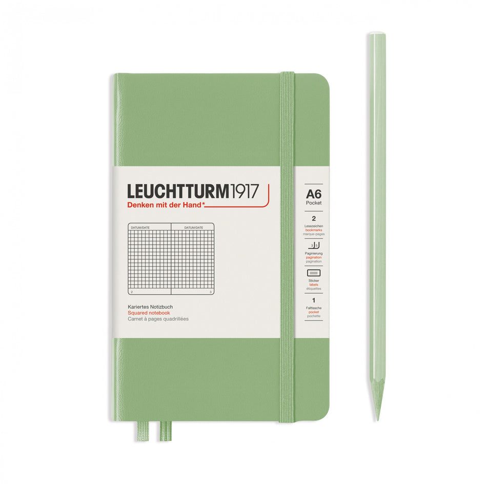 LEUCHTTURM1917 Notebook Hardcover Pocket (A6), 187 pages, Squared - Sage