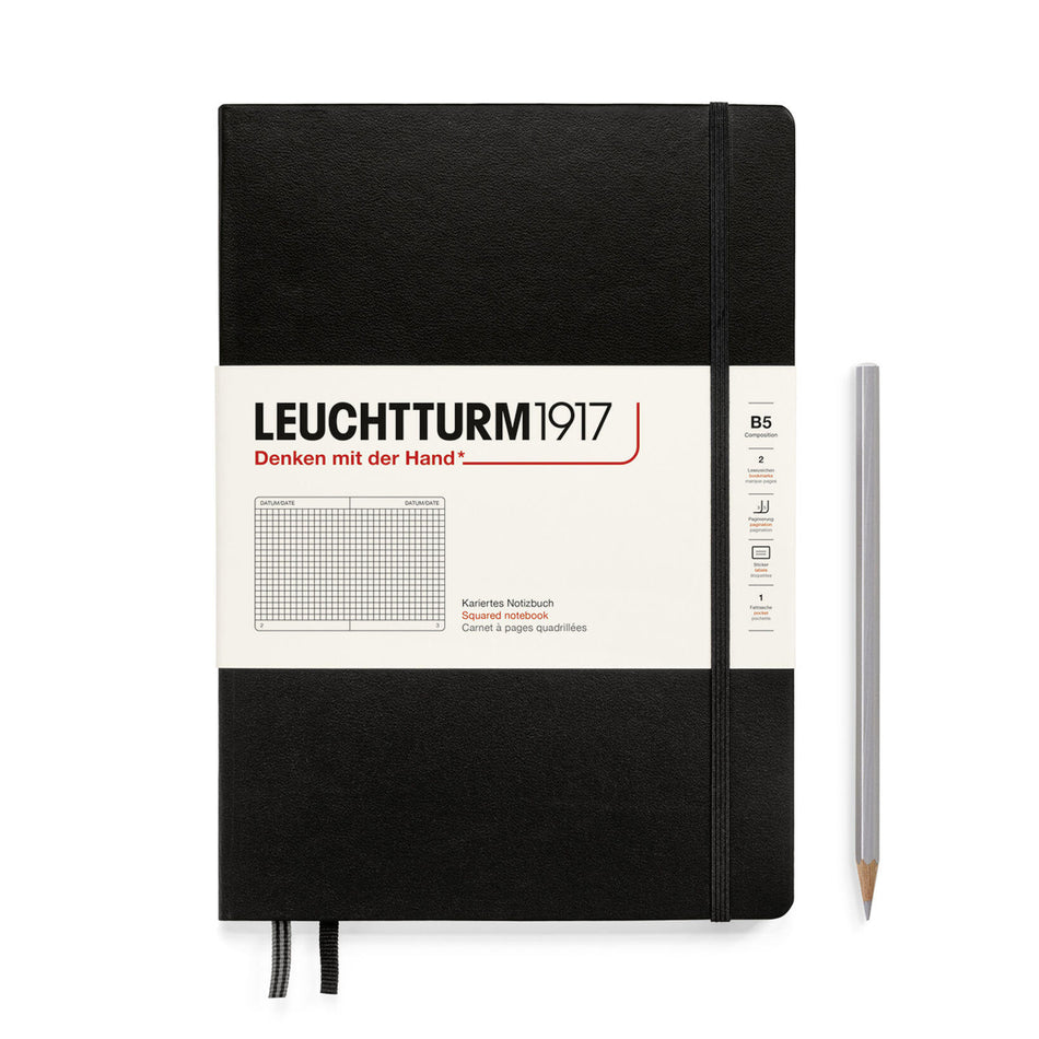 LEUCHTTURM1917 Notebook Hardcover composition (B5), 219 Numbered pages, Squared - Black