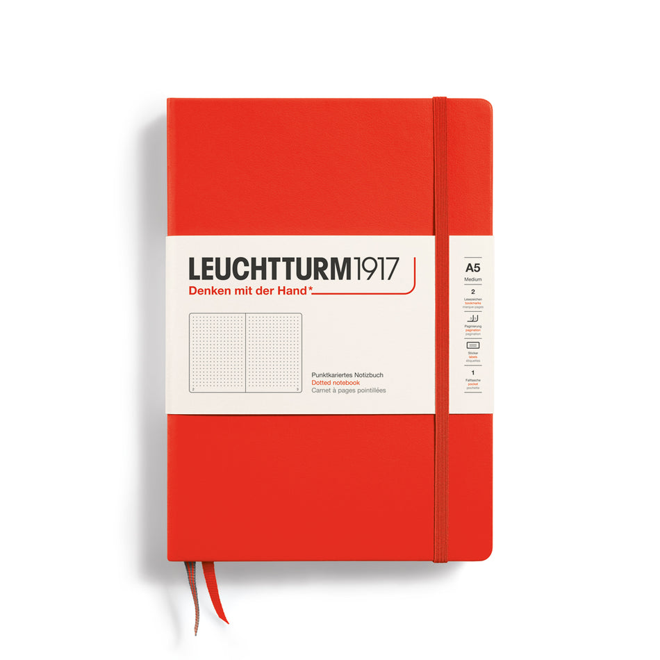 LEUCHTTURM1917 Notebook Hardcover Medium (A5), 251 Pages, Dotted - Lobster Red