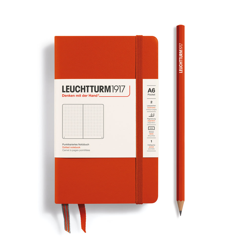 LEUCHTTURM1917 Notebook Hardcover Pocket (A6), Dotted, 187 pages - Fox Red