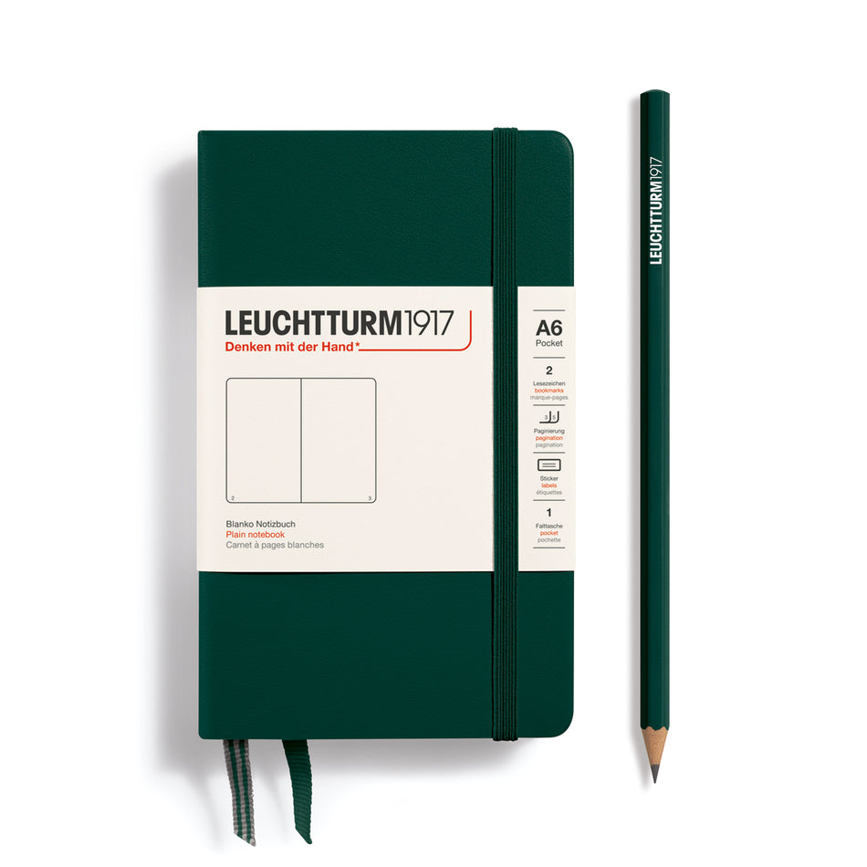 LEUCHTTURM1917 Notebook Hardcover Pocket (A6), Plain, 187 pages - Forest Green