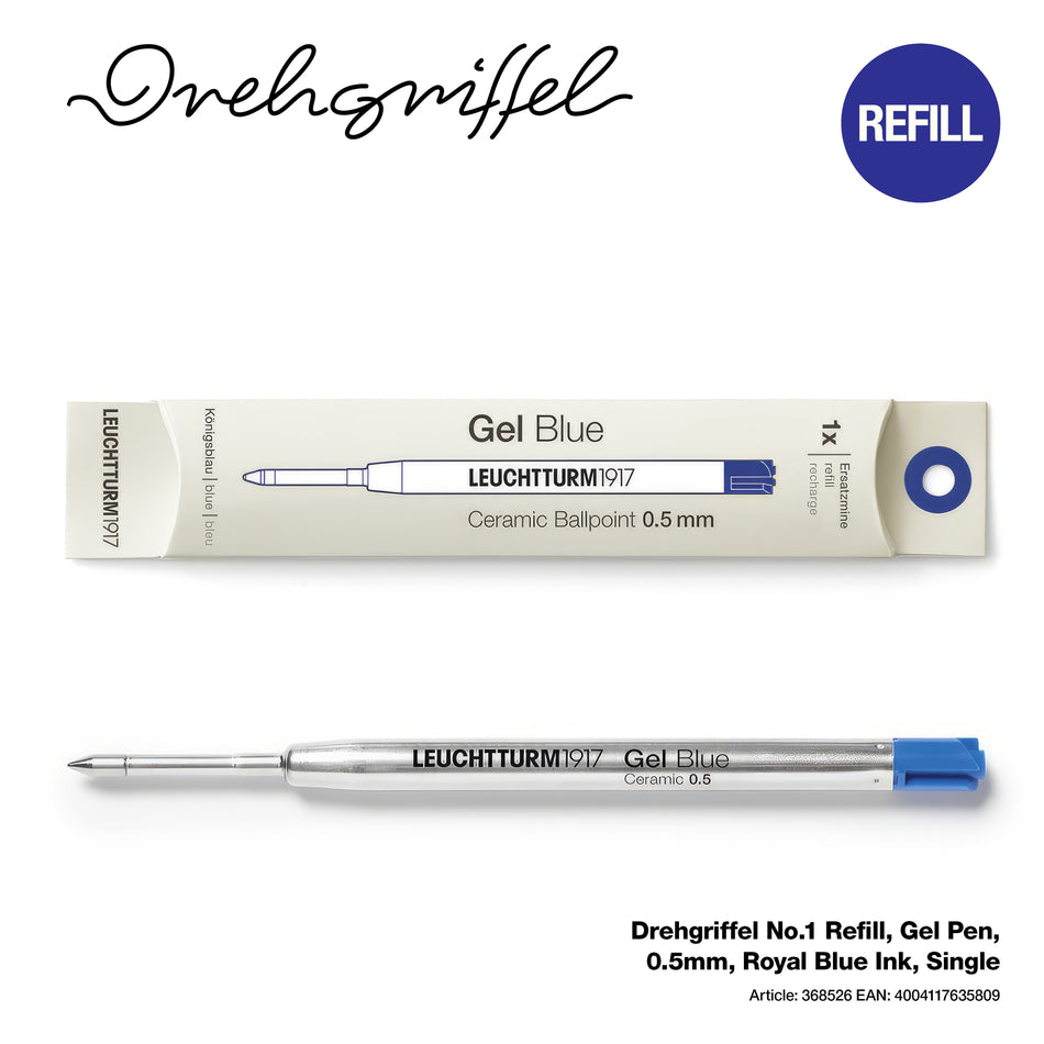 Drehgriffel No.1 Refill, Gel Pen, 0.5mm, Royal Blue Ink - Single