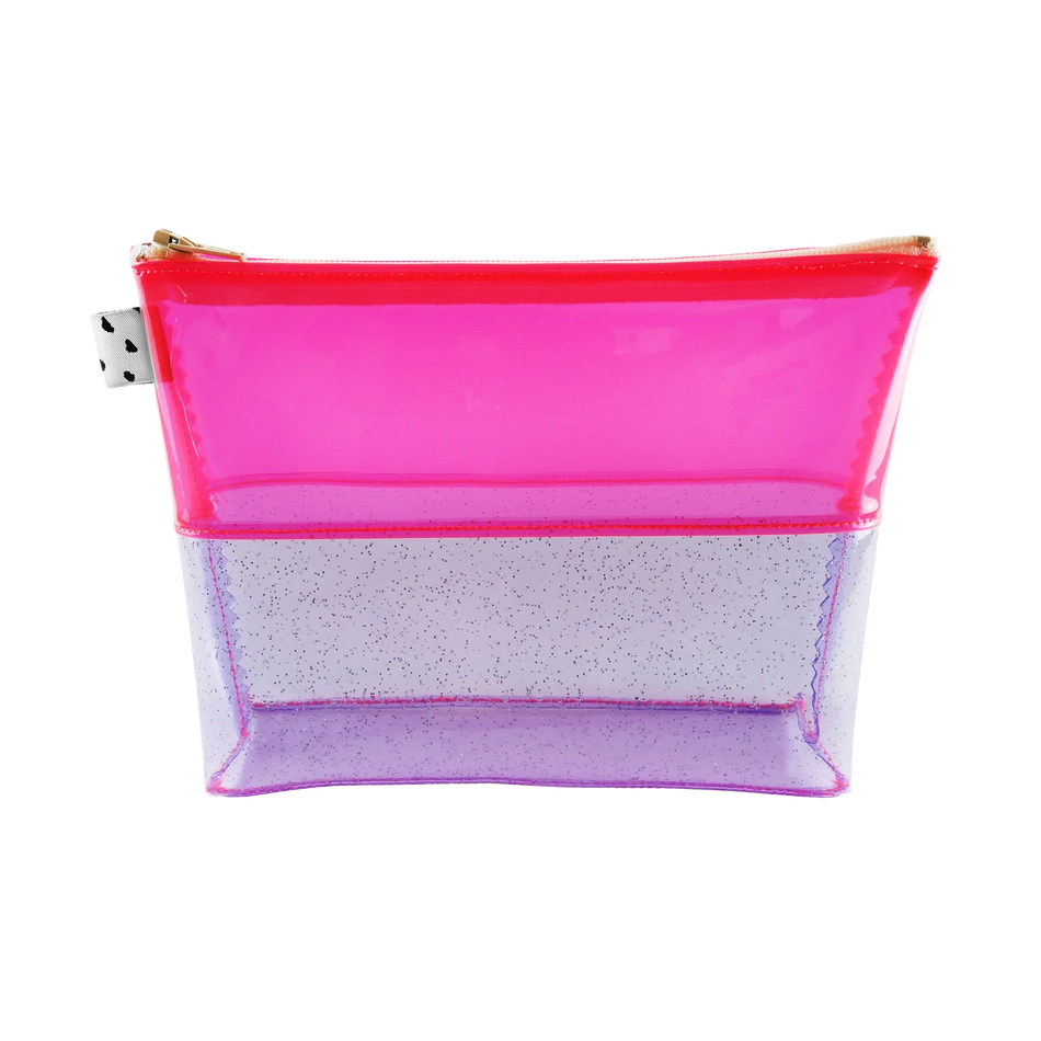 Kate Corn Pink & Purple Glitter Jelly Flat-Bottom Pouch