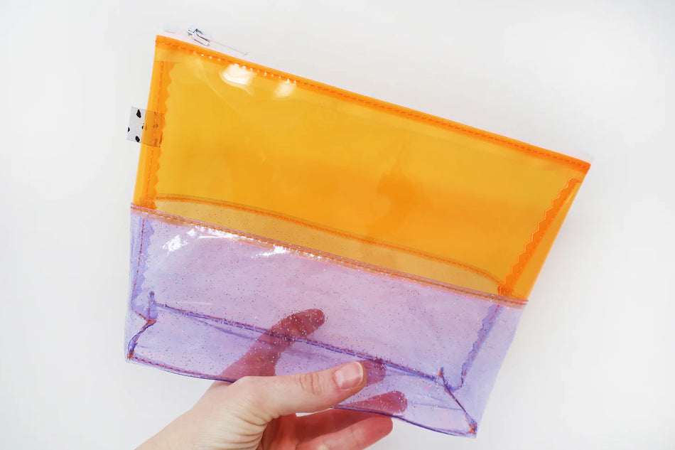 Kate Corn Orange & Purple Glitter Jelly Toiletry Bag