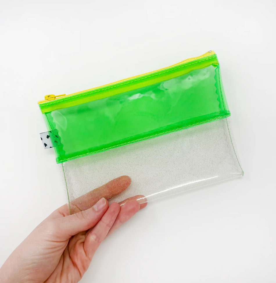 Kate Corn Green & Glitter Jelly Pouch