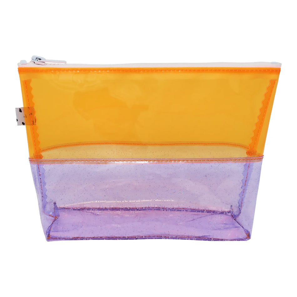 Kate Corn Orange & Purple Glitter Jelly Toiletry Bag