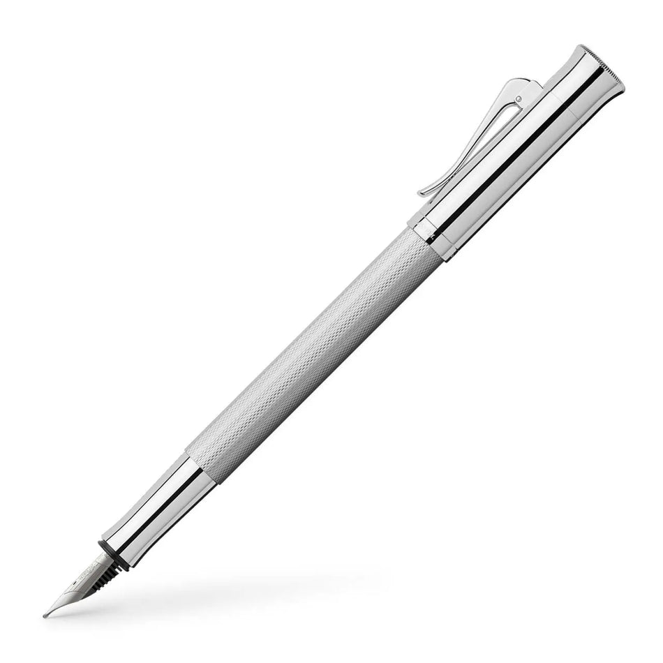 Graf Von Faber Castell Guilloche Fountain Pen - Barely Rhodium