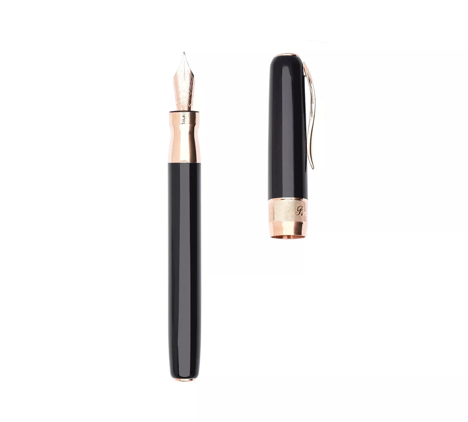 Pineider Classic Fountain Pen - Black/Rose Gold