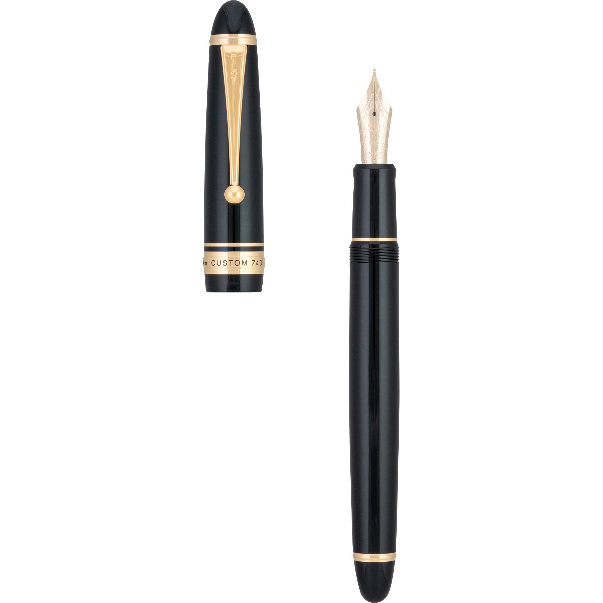 Pilot Custom 743 Fountain Pen - Black with Gold Trim